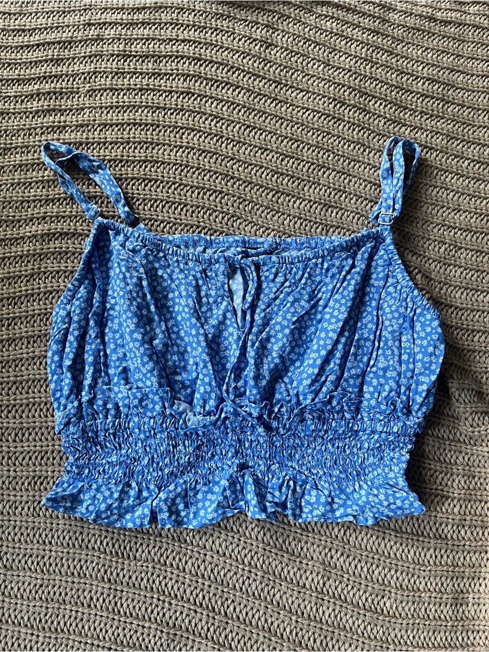 wild fable Blue Floral Smocked Cami Tank